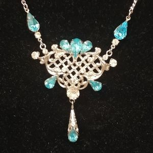 Scitarelli Silvertone Aqua Blue Stone Necklace
